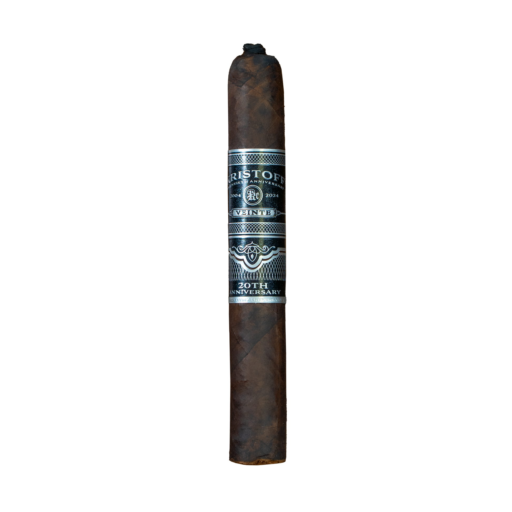 Cigar with a label on a white background