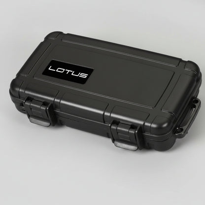 Black hard-shell case with 'LOTUS' branding on a white background