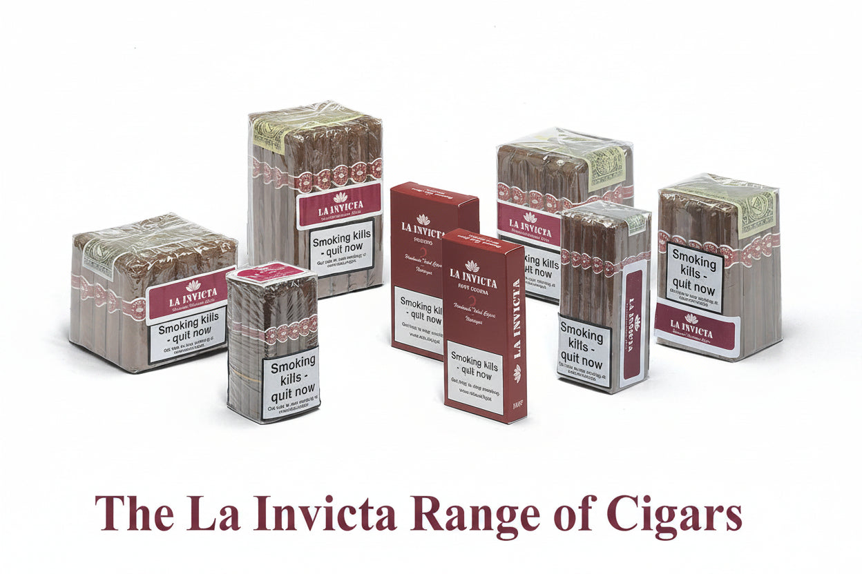 Collection of La Flor Dominicana cigars and packaging on a white background
