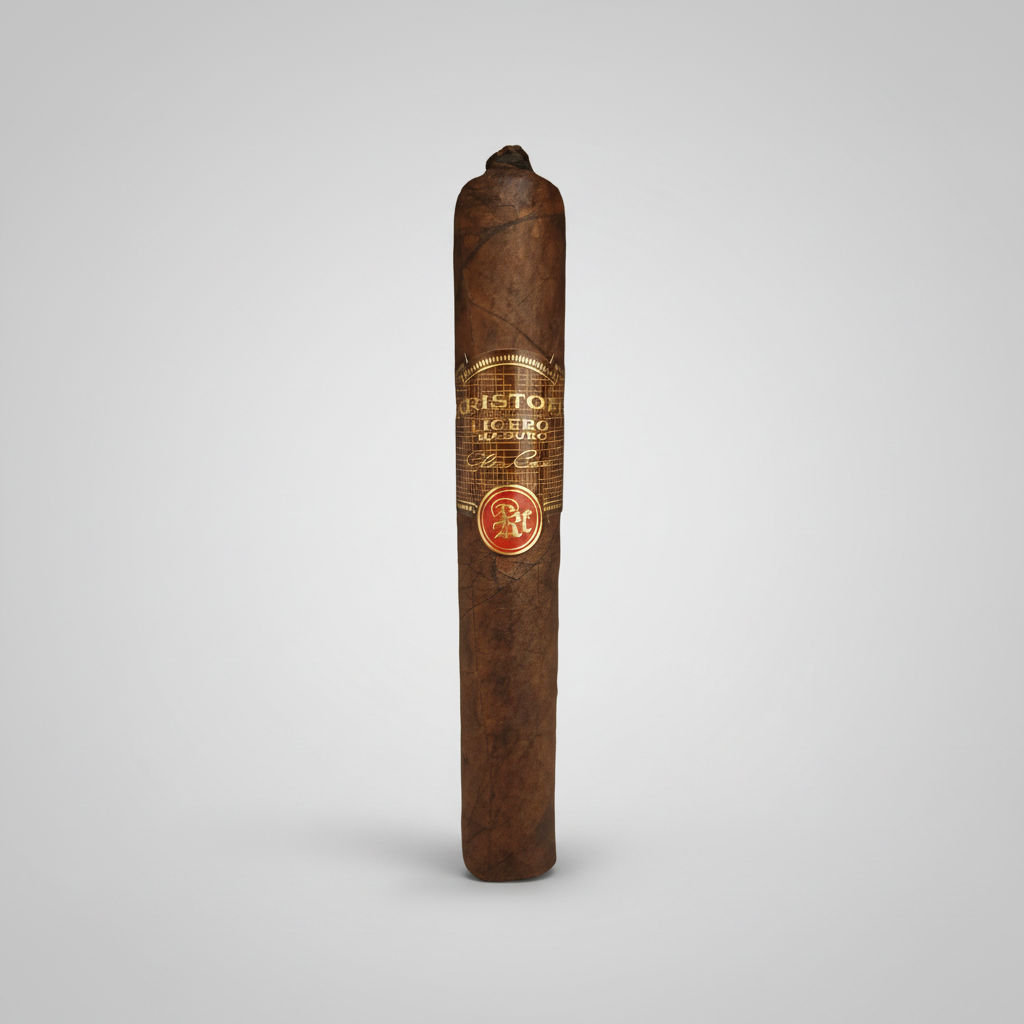 Cigar with a visible brand label on a white background