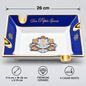 A rectangular ceramic ashtray with a white interior, deep cobalt blue outer panels, and gold trim, shown on a light gray background. The top rim is printed with the name 'Don Pépin García' in gold script.