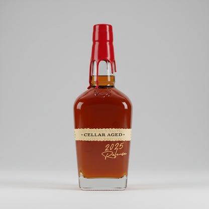 Bottle of whiskey with a red cap on a white background