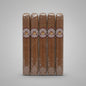 5 brown cigar shown vertically against a light gray gradient background, wrapped in clear plastic with a circular band featuring the text 'CIGAR DEL MONTE'.