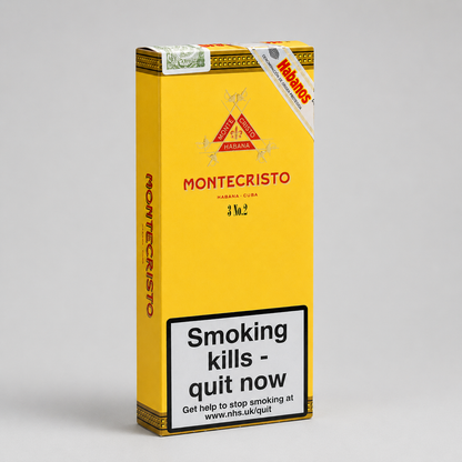 Montecristo No.2 Box of 3 Cigars studio Background