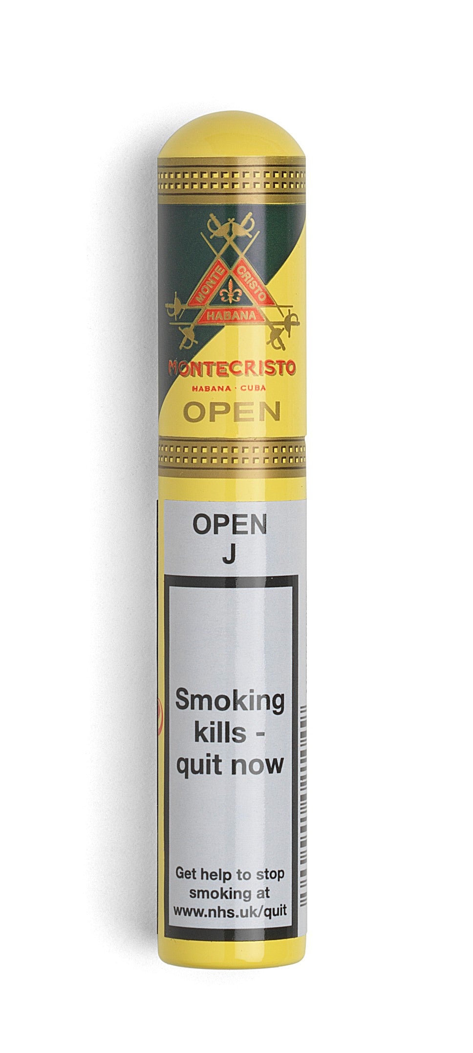 Montecristo open j tubed cigar on white background