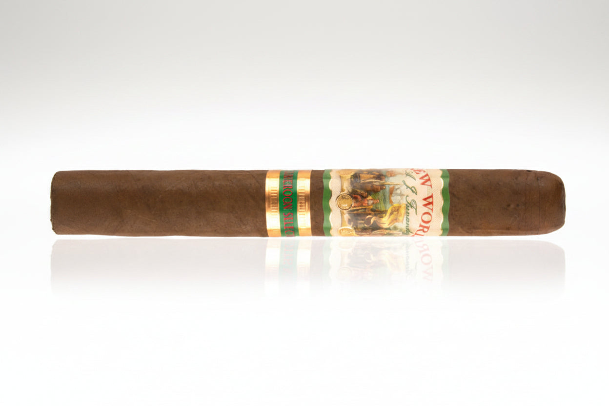 Cigar with a colorful label on a white background