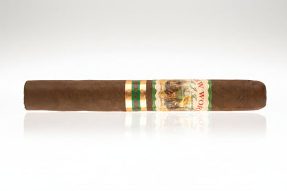 Cigar with a colorful label on a white background