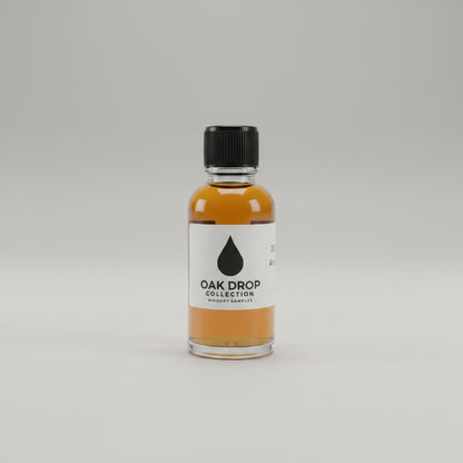 Oak Drop Collection Whiskey Samples 30ml Glass bottle on white studio background