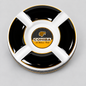A round black and white divided cigar ashtray with gold trim, featuring a central logo for 'COHIBA La Habana Club'.