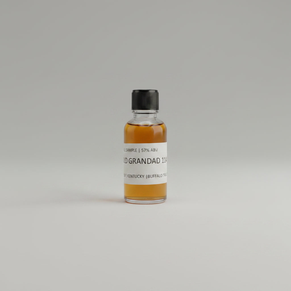 Small bottle of Old Grandad 117 on a white background