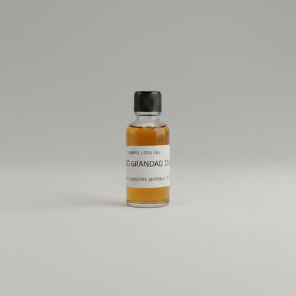 Small bottle of Old Grandad 117 on a white background