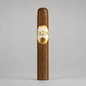 A single brown cigar standing upright against a light gray studio background, featuring a cream and gold oval label with the brand name OLIVA and a large G.
