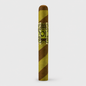A single cigar shown upright against a light gray background. The cigar has diagonal brown and olive-green stripes with a decorative gold band featuring the text 'Cigar 201' and 'Sabor Especial'.