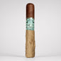 A single cigar standing upright on a light gray background. The cigar has a dark brown wrapper top, a textured tan paper body, and a paper band with teal and black lettering that reads 'THE OSCAR' and 'PALLADAREST'.