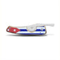 Knife with a design resembling the Cuban flag on a white background