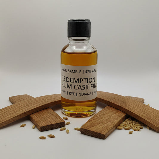 Small bottle of Redemption Rum Cask Finish on a white background