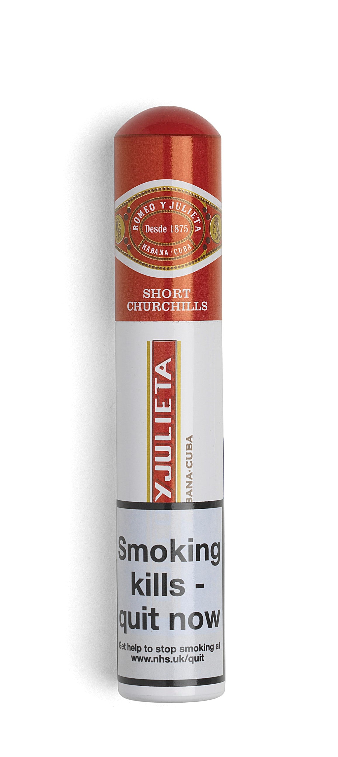Cigarette pack with branding and warning label on a white background