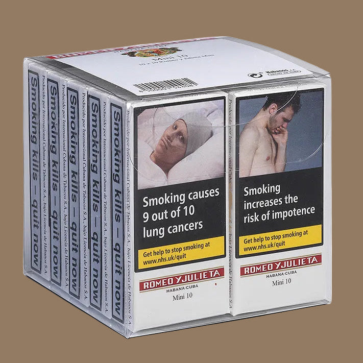 Pack of Romeo y Julieta cigars with smoking
