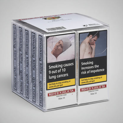 Pack of Romeo y Julieta cigars with smoking