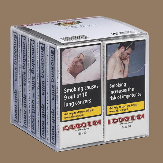 Pack of Romeo y Julieta cigars with smoking