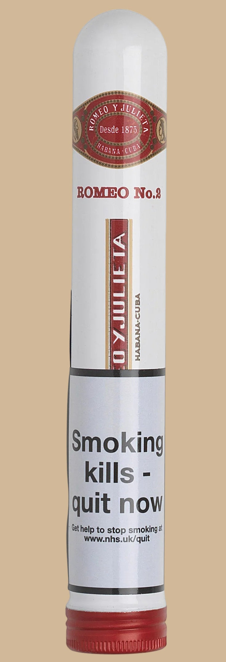Cigar with a visible label on a white background