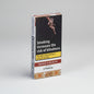 A 5-pack box of Romeo y Julieta Persimona Cura 5 Puritos cigarillos, featuring a prominent smoking warning label on the front with an image of a person smoking and text about blindness.