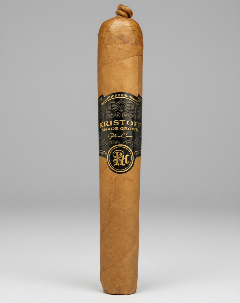 Cigar with a visible label on a white background