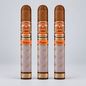 Three cigar tubes standing upright on a light gray background. The tubes are light gray with gold and orange decorative bands and the brand name 'Endure' is visible on the orange bands.