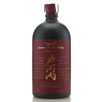 Bottle of Togouchi Japanese Blended Whisky on a white background