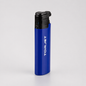 A blue TorJet personal blower lighter with a black top nozzle, standing upright on a light gray background.