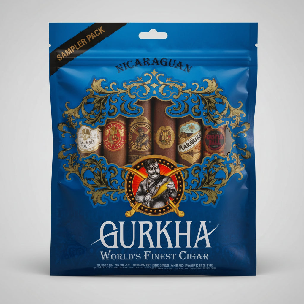 Gurkha cigar packaging on a dark surface