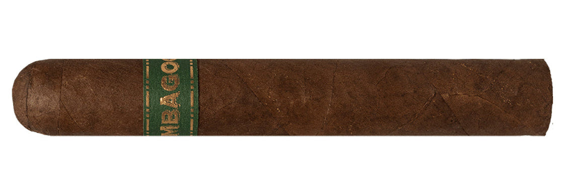 Cigar with a green band on a white background