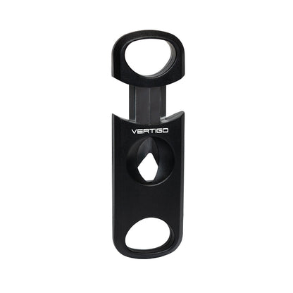 A black Verteco cigar cutter with a matte finish and white brand lettering, shown vertically on a plain white background.
