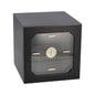 Black humidor with glass front on a white background