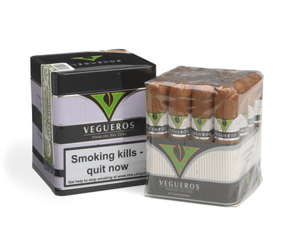 Vegueros cigars with packaging on a white background