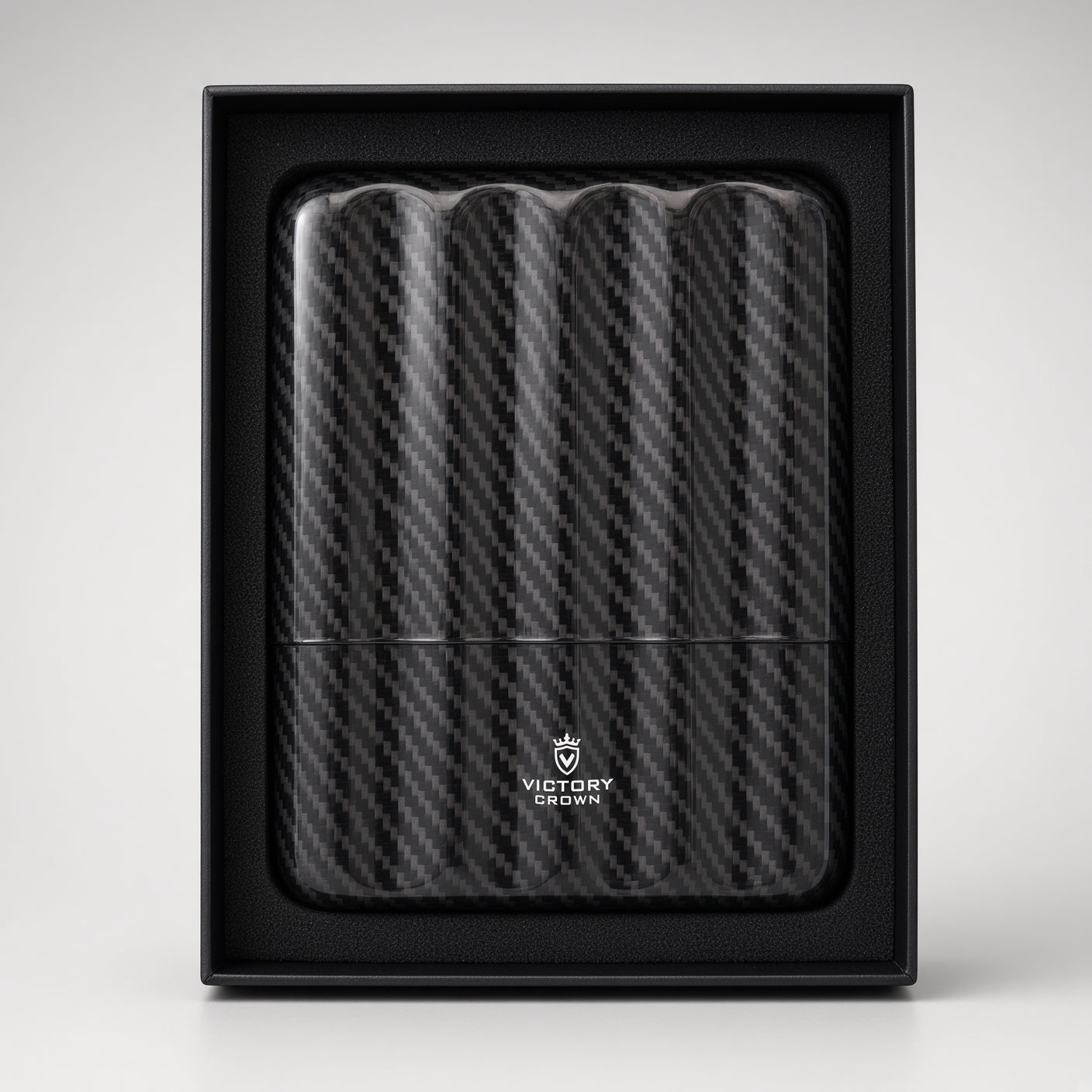 boxed 5 cigar carbon fiber travel case