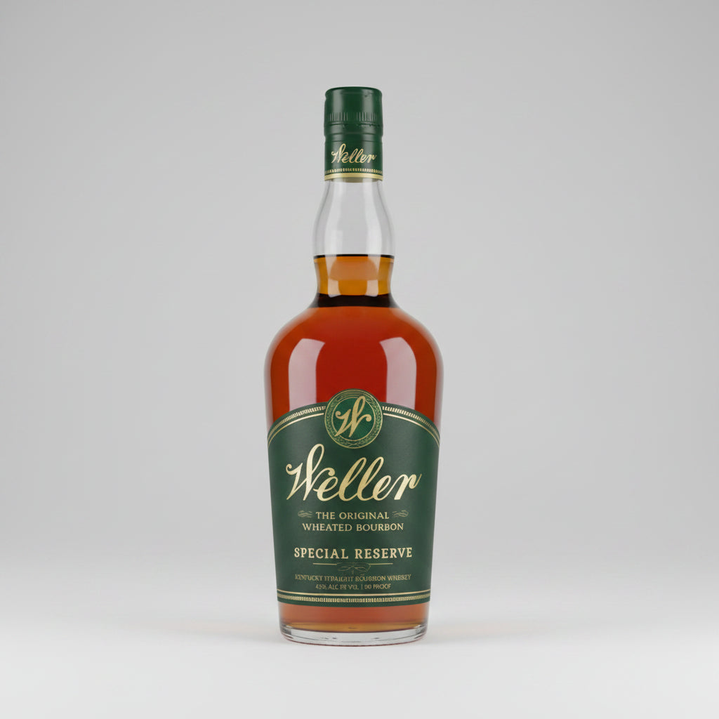 Bottle of Weller Special Reserve bourbon on a white background