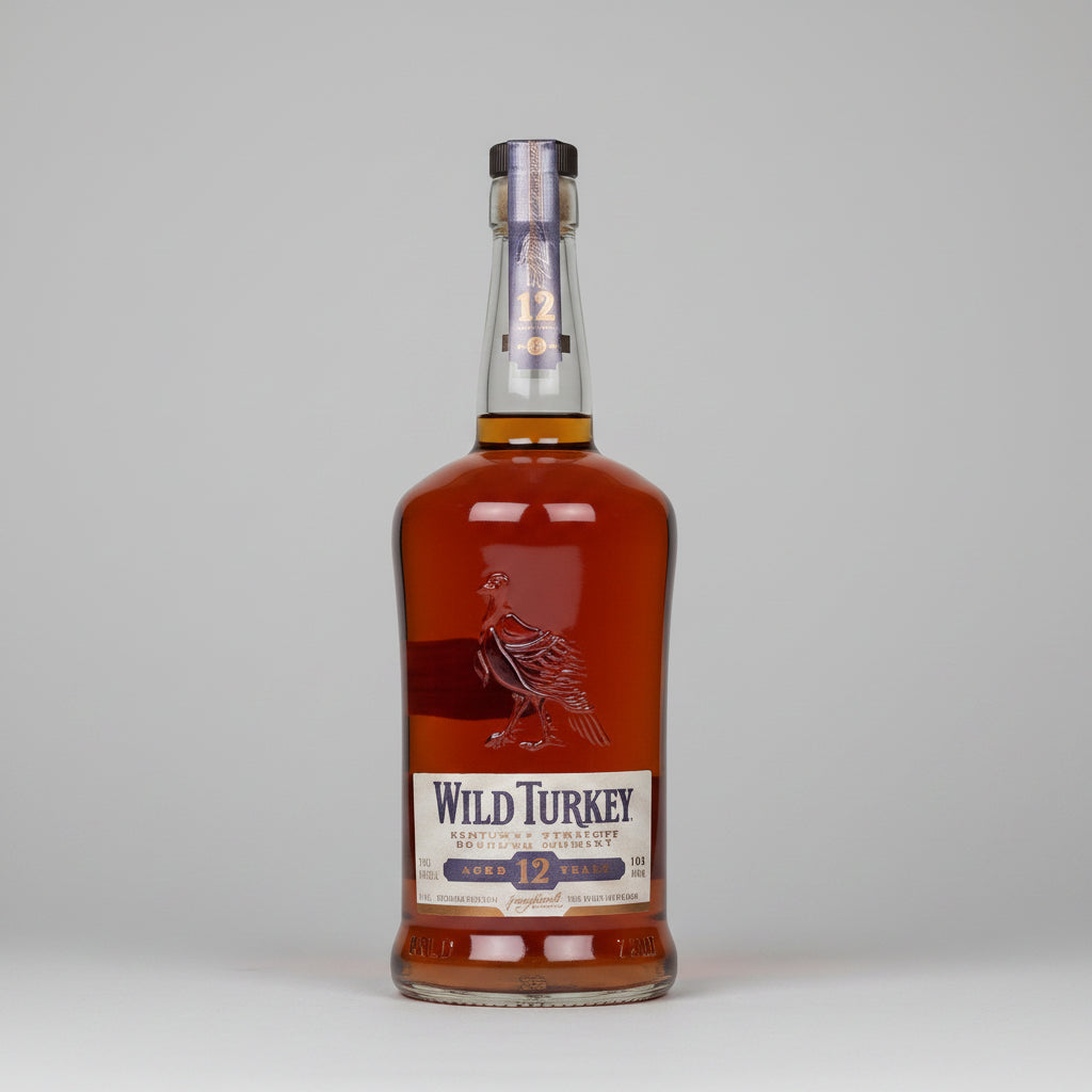 Wild Turkey bourbon bottle on a white background