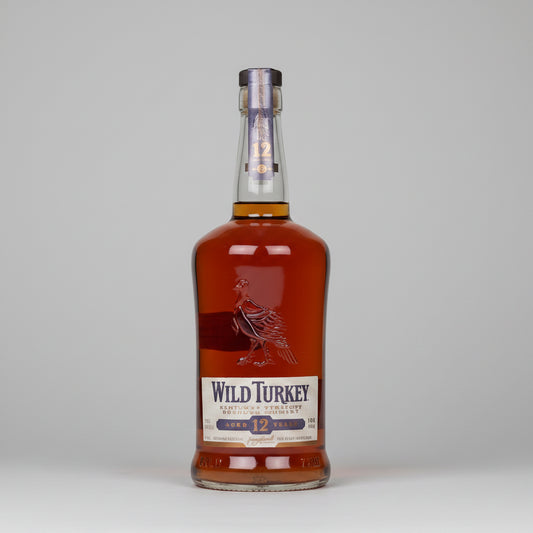 Wild Turkey bourbon bottle on a white background