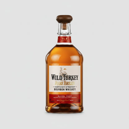 Wild Turkey bourbon whiskey bottle on a white background