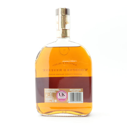 Bottle of Woodford Reserve bourbon whiskey on a white background