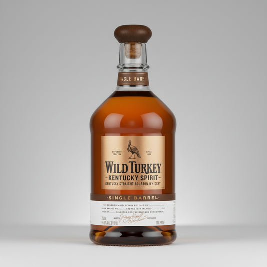 Wild Turkey bourbon whiskey bottle on a white background