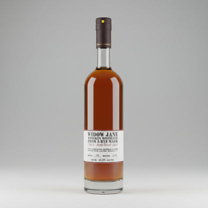A bottle of Widow Jane oak and apple wood, white background