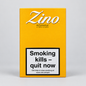 A yellow pack of Zino Nicaragua 5 Toro Cigars on a light gray background. The pack features a prominent white warning label that reads 'Smoking kills - quit now' with the NHS website below it.