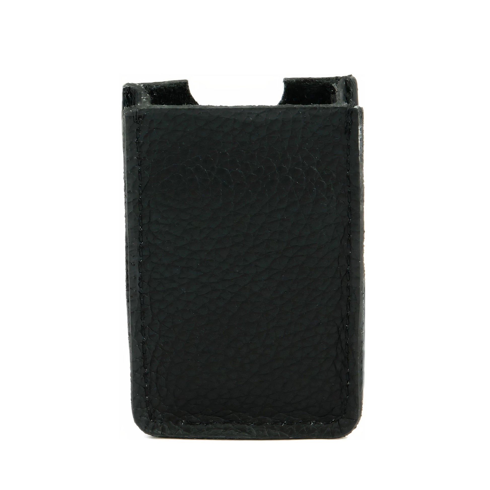 Black leather pouch on a white background