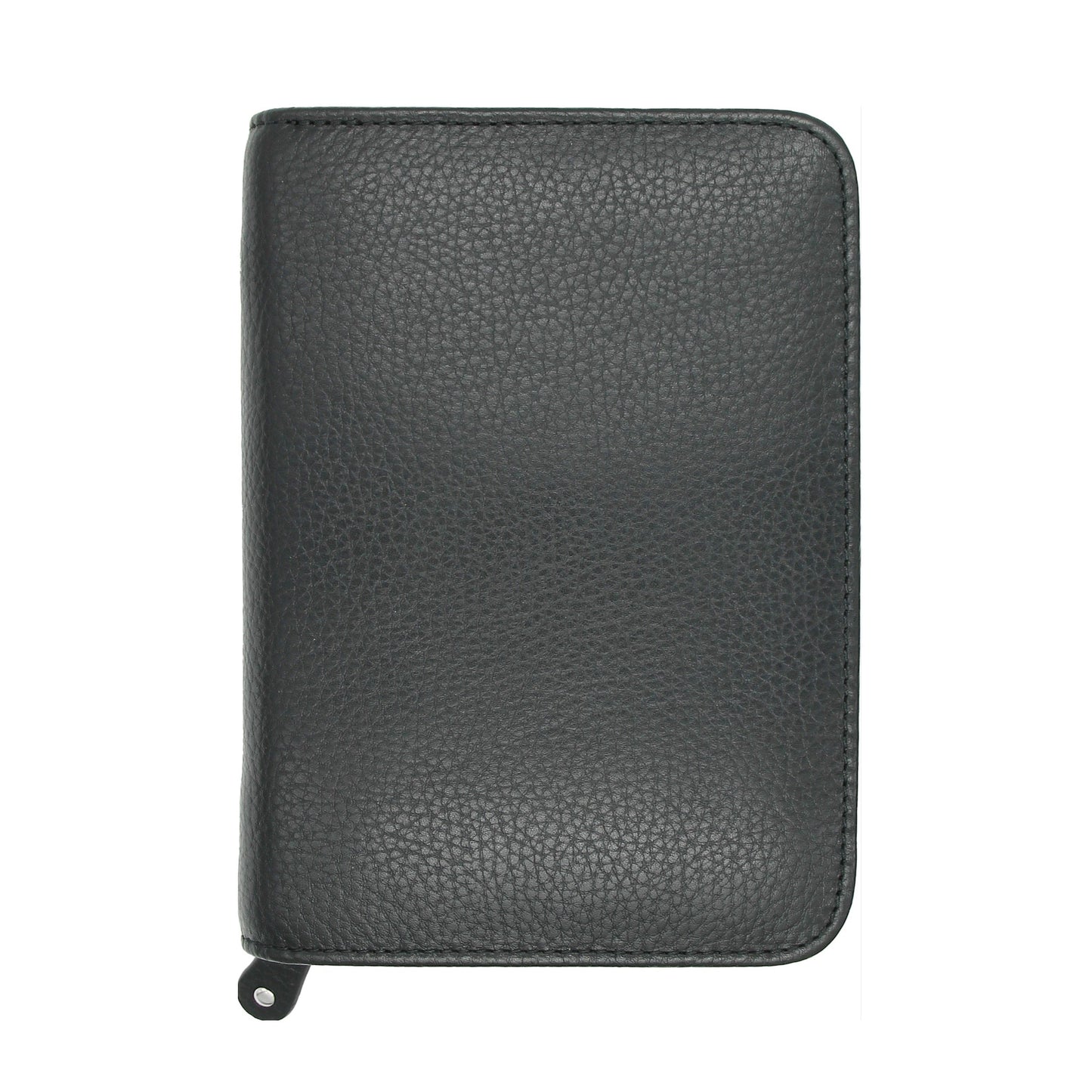 Black leather zippered cigar case on a white background