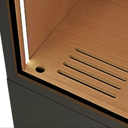 Adorini Portofino Black Humidor on white background, built in led lighting