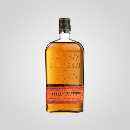 Bottle of Bulleit Bourbon Frontier Whiskey with a clear background
