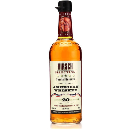 Bottle of Hirsch Selection Special Reserve American Whiskey on a white background