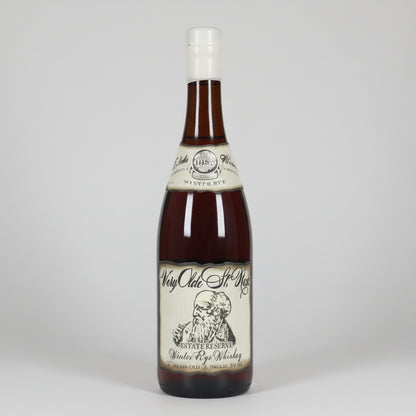 A bottle of Very Old St. nicks winter rye Whiskey, featuring a vintage-style cream label with black illustration and text, set against a plain white background.